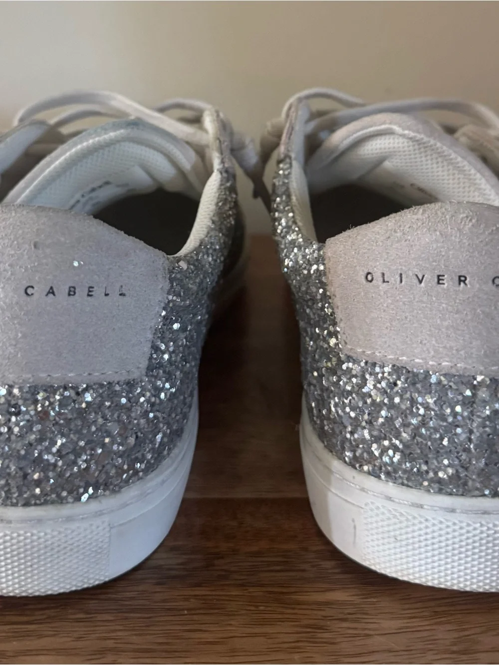 Women's Silver Glitter Low-Top Sneakers
